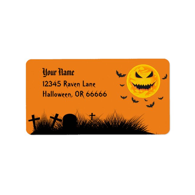 Halloween Scary Sun Graveyard Label (Front)