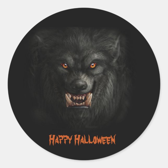 Halloween Scary Werewolf   Classic Round Sticker (Front)