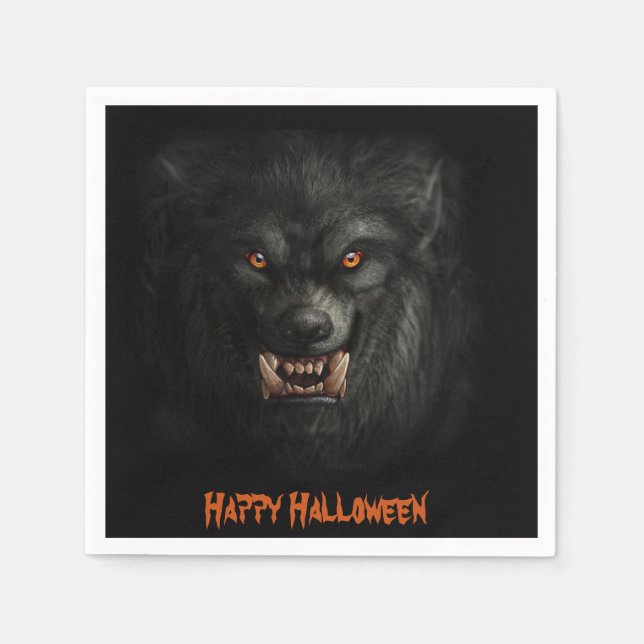 Halloween Scary Werewolf Paper Napkins (Front)
