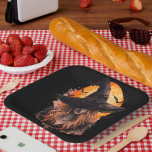 Halloween Scary Witch Paper Plate