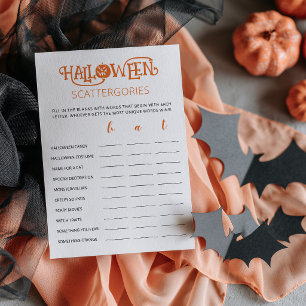 Halloween Scattergories party game Card