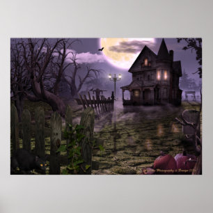 Halloween Scene 28" x 20" Poster