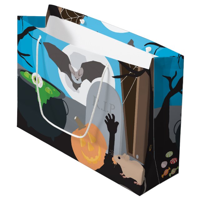 Halloween Scene  Large Gift Bag (Front Angled)