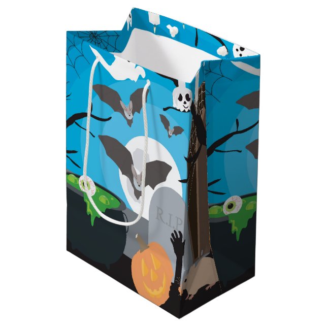 Halloween Scene  Medium Gift Bag (Front Angled)