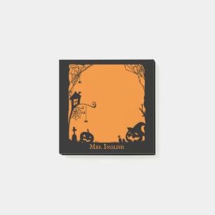 Halloween Scene Pumpkins and Spiderwebs  Post-it Notes