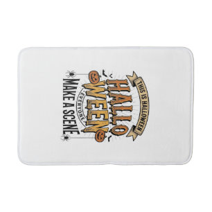 Halloween Scene Shirt Vintage Engraving Pumpkin De Bath Mat