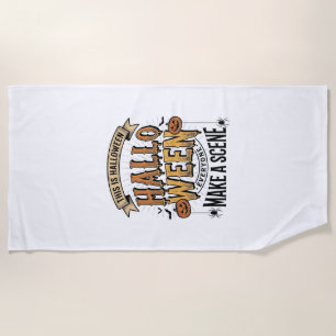 Halloween Scene Shirt Vintage Engraving Pumpkin De Beach Towel