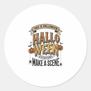 Halloween Scene Shirt Vintage Engraving Pumpkin De Classic Round Sticker