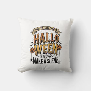 Halloween Scene Shirt Vintage Engraving Pumpkin De Cushion