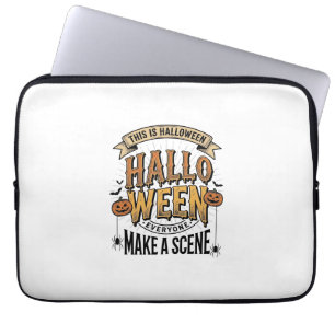Halloween Scene Shirt Vintage Engraving Pumpkin De Laptop Sleeve