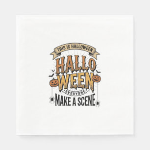 Halloween Scene Shirt Vintage Engraving Pumpkin De Napkin