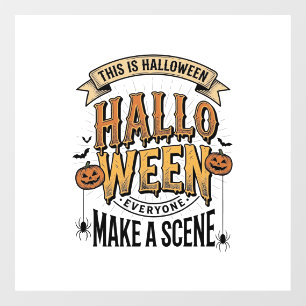 Halloween Scene Shirt Vintage Engraving Pumpkin De Window Cling