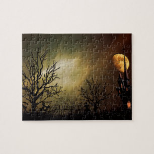 Halloween Scene with Mystical Castle Jigsaw Puzzle