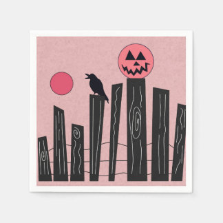 Halloween scene with pink paper plates napkin
