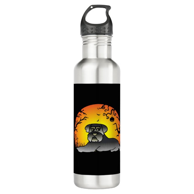 Halloween Schnauzer Dog Lover T-shirt 710 Ml Water Bottle (Front)