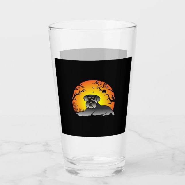 Halloween Schnauzer Dog Lover T-shirt Glass (Front)