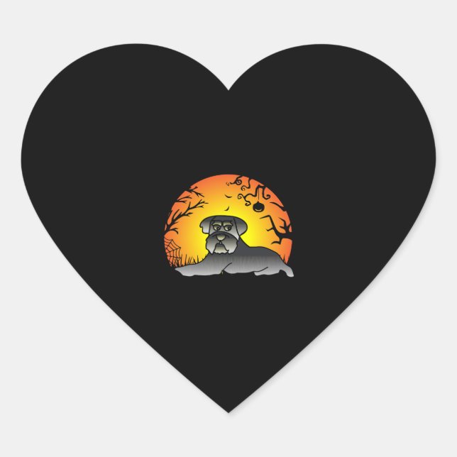 Halloween Schnauzer Dog Lover T-shirt Heart Sticker (Front)