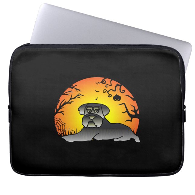 Halloween Schnauzer Dog Lover T-shirt Laptop Sleeve (Front)