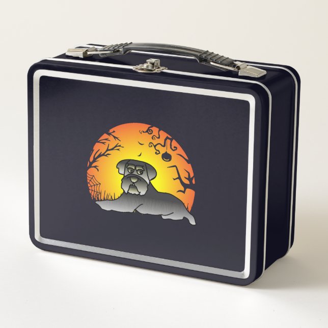 Halloween Schnauzer Dog Lover T-shirt Metal Lunch Box (Front)
