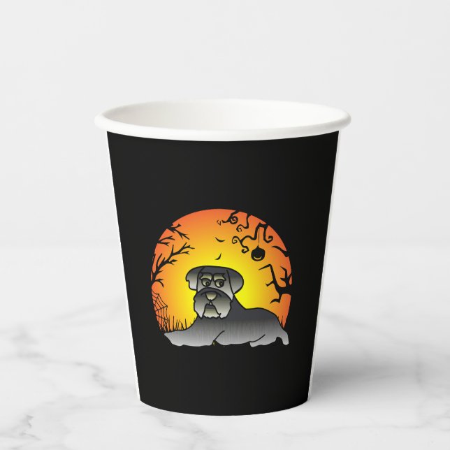 Halloween Schnauzer Dog Lover T-shirt Paper Cups (Front)