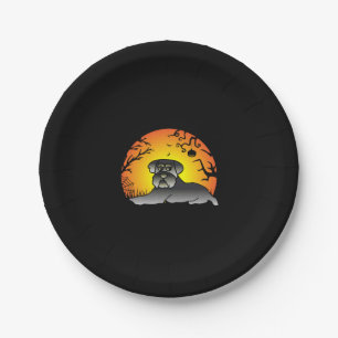 Halloween Schnauzer Dog Lover T-shirt Paper Plate