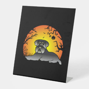 Halloween Schnauzer Dog Lover T-shirt Pedestal Sign