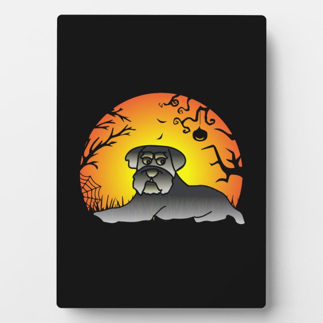 Halloween Schnauzer Dog Lover T-shirt Plaque (Front)