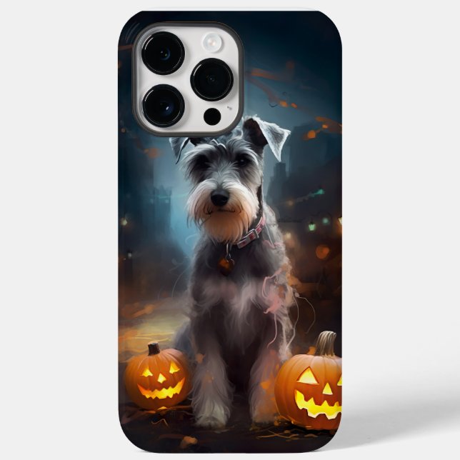 Halloween Schnauzer With Pumpkins Scary Case-Mate iPhone Case (Back)