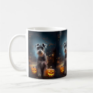 Halloween Schnauzer With Pumpkins Scary Coffee Mug