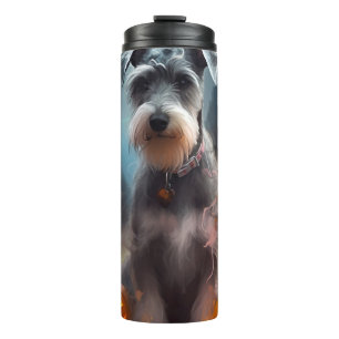 Halloween Schnauzer With Pumpkins Scary Thermal Tumbler