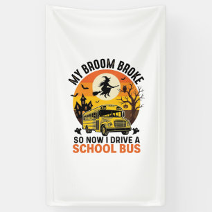 Halloween School Bus Witch Vintage Teacher Design_ Banner