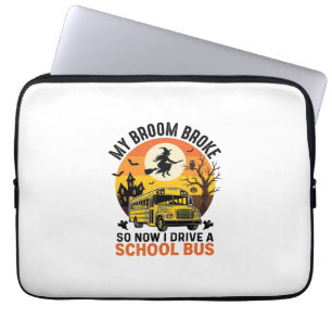 Halloween School Bus Witch Vintage Teacher Design_ Laptop Sleeve