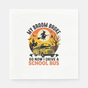 Halloween School Bus Witch Vintage Teacher Design_ Napkin