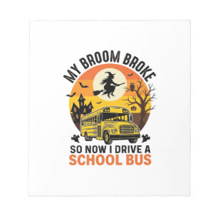 Halloween School Bus Witch Vintage Teacher Design_ Notepad