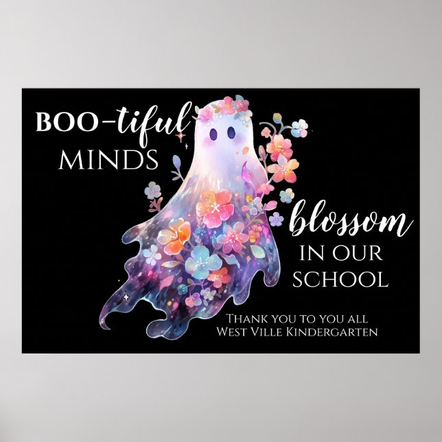 Halloween School Staff Thank You Horizontal Poster (Front)