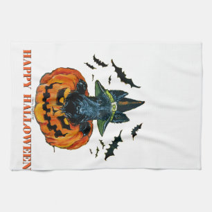 Halloween Scottie Tea Towel