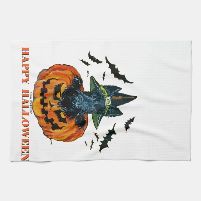 Halloween Scottie Tea Towel (Horizontal)