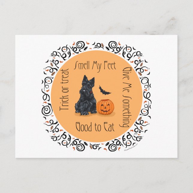 Halloween Scottish Terrier Postcard (Front)