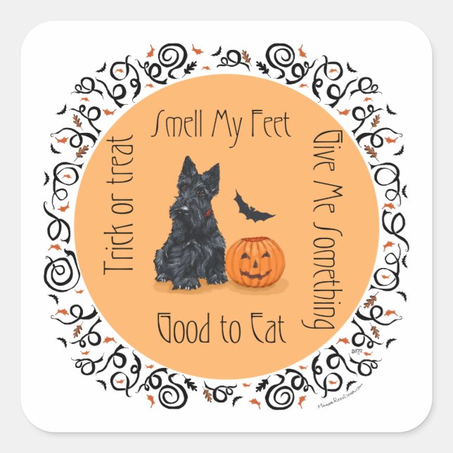 Halloween Scottish Terrier Square Sticker (Front)