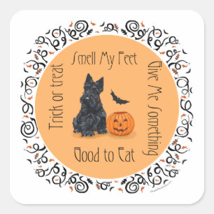 Halloween Scottish Terrier Square Sticker