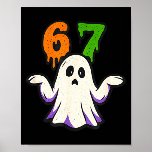 Halloween scp 67 cute ghost meme six seven costume poster