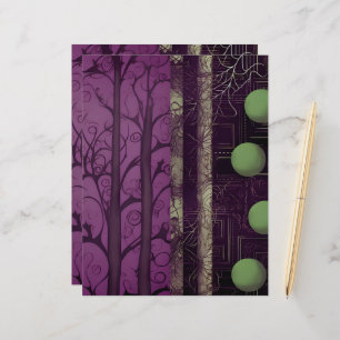 Halloween Scrapbook Paper with Tree Branches