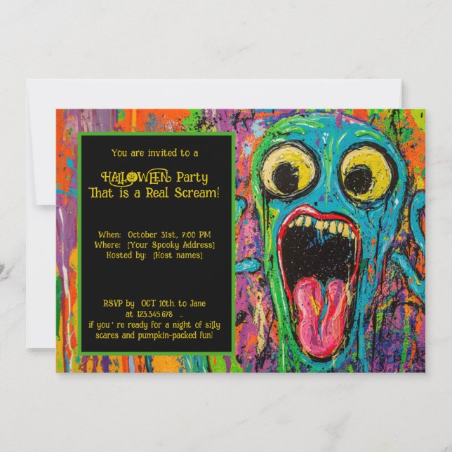 Halloween Scream-O-Rama Party Invitation (Front)