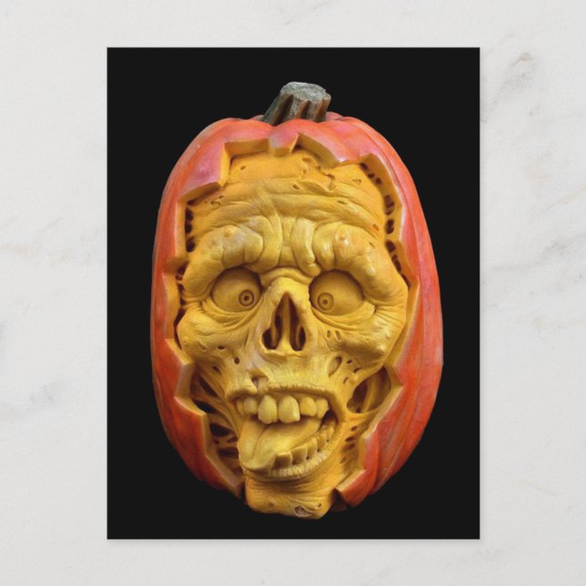 Halloween Sculpted Jack-O’-Lantern Scary Face Postcard (Front)