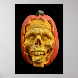 Halloween Sculpted Jack-O’-Lantern Scary Face Poster