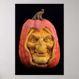 Halloween Sculpted Jack-O’-Lantern Witch Poster