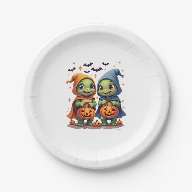 Halloween Sea Turtle Ghost Turtles T-Shirt Paper Plate (Front)