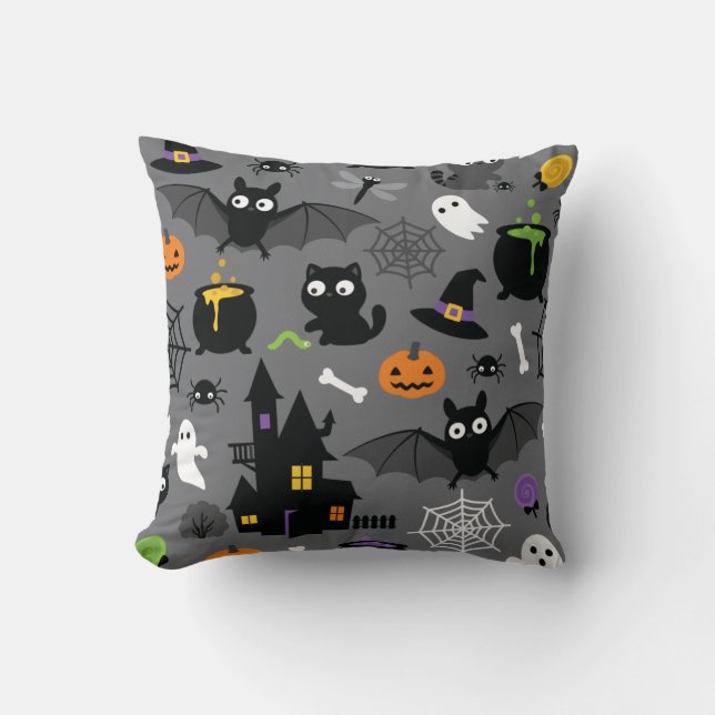 Halloween Seamless Pattern Cushion (Front)