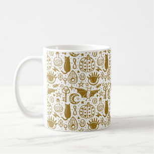 Halloween seamless pattern. Holiday golden ink sil Coffee Mug