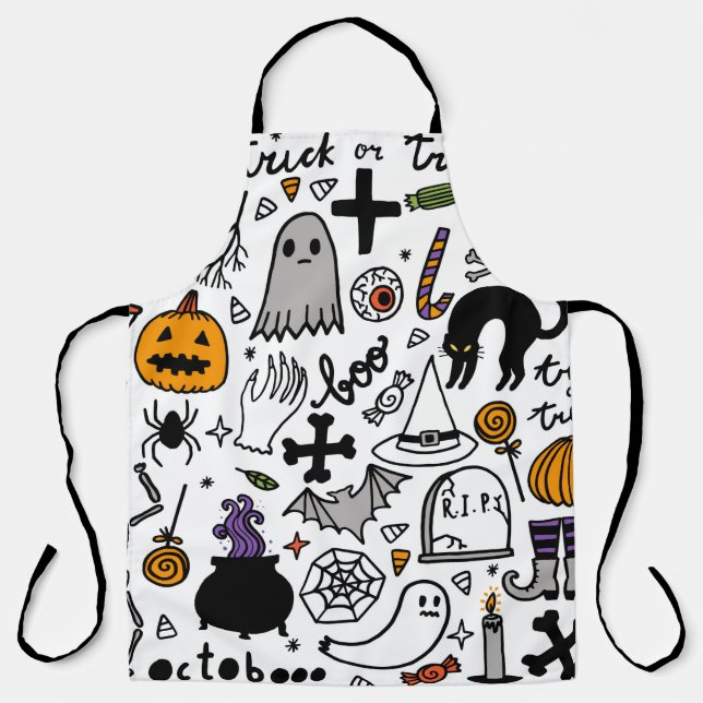 Halloween seamless pattern. Vintage background Apron (Front)